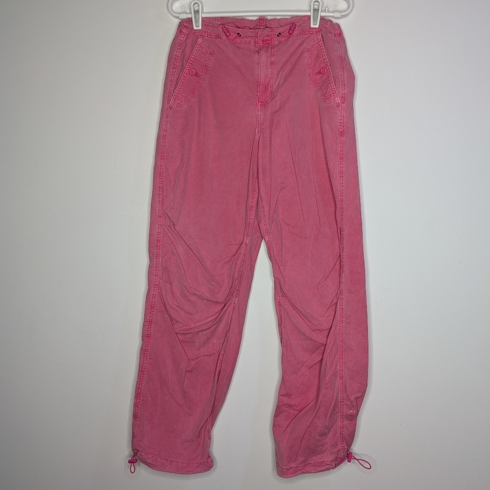 AEO Pink Stretch Drawstring Wide Leg Casual Pant S